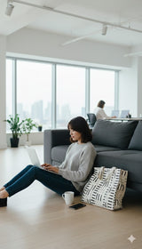 Structured Tote Bag without zip - 100% cotton Handblock printed 17x18x6 inches