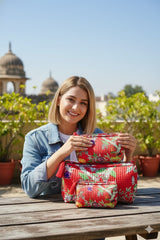 Set of 3 cosmetic bag/pouches with waterproof lining