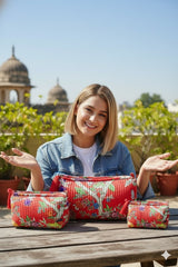 Set of 3 cosmetic bag/pouches with waterproof lining