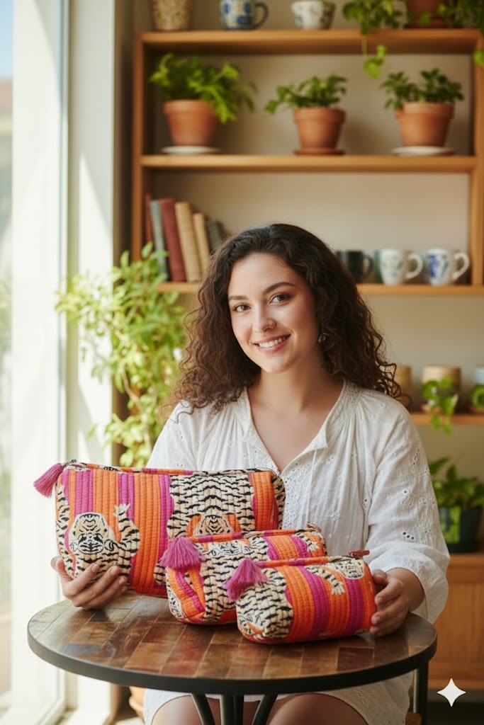 Set of 3 cosmetic bag/pouches with waterproof lining