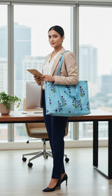Structured Tote Bag without zip - 100% cotton Handblock printed 17x18x6 inches