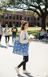 Structured Tote Bag without zip - 100% cotton Handblock printed 17x18x6 inches