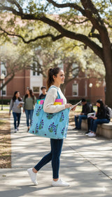 Structured Tote Bag without zip - 100% cotton Handblock printed 17x18x6 inches