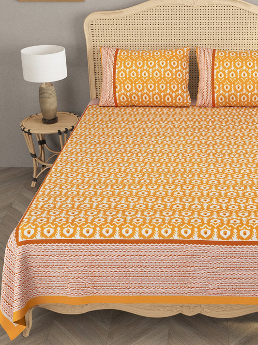 Ikat Print  Double King Bedsheet with 2 Pillow Covers