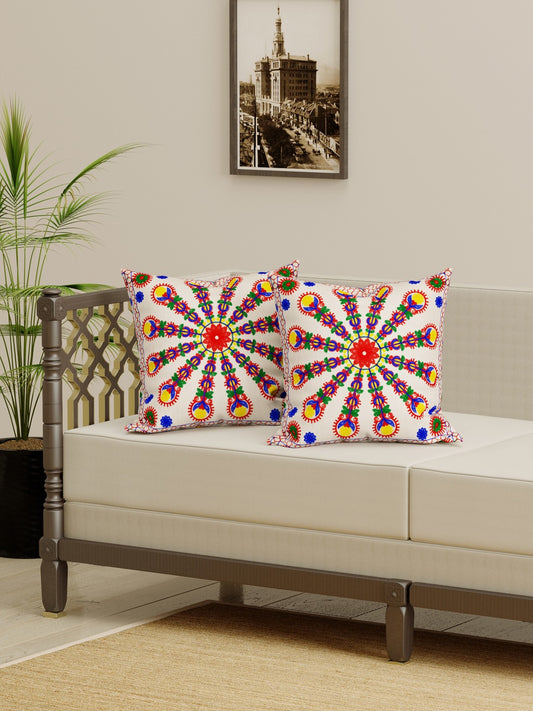 Set of 2 Embroidered Cushion Covers - 16 Inches