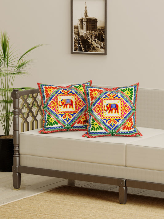 Set of 2 Embroidered Cushion Covers - 16 Inches