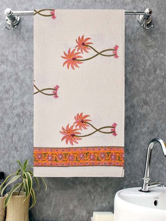 Hand Block Printed Honey Comb Cotton Bath Towel
