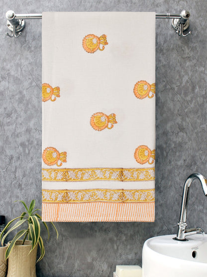 Hand Block Printed Honey Comb Cotton Bath Towel