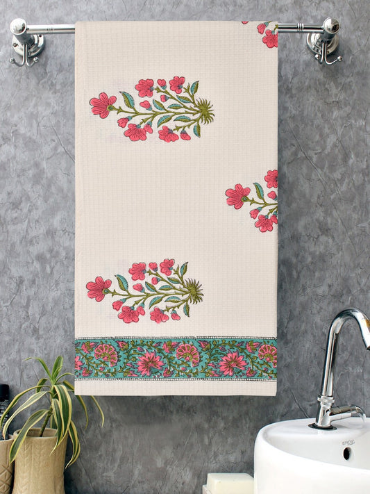 Hand Block Printed Honey Comb Cotton Bath Towel