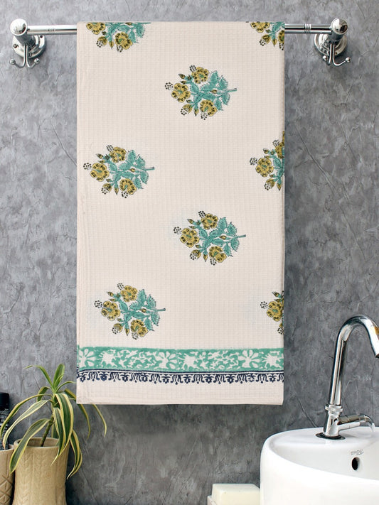 Hand Block Printed Honey Comb Cotton Bath Towel