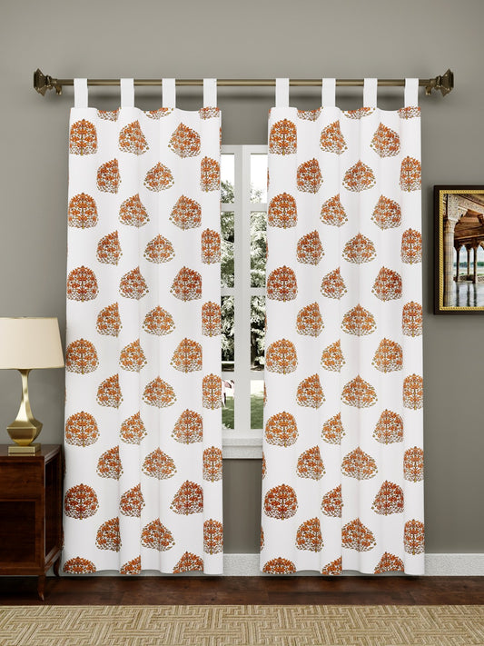 Set of 2 Cotton Handblock Printed Cotton Long Door Curtain - 8.5X5 feet
