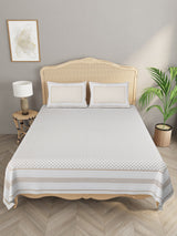 Double King Bedsheet with 2 Pillow Covers with Gold print