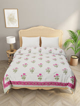 Handblock Printed Double Bed Quilt 380 GSM American Cotton Filling