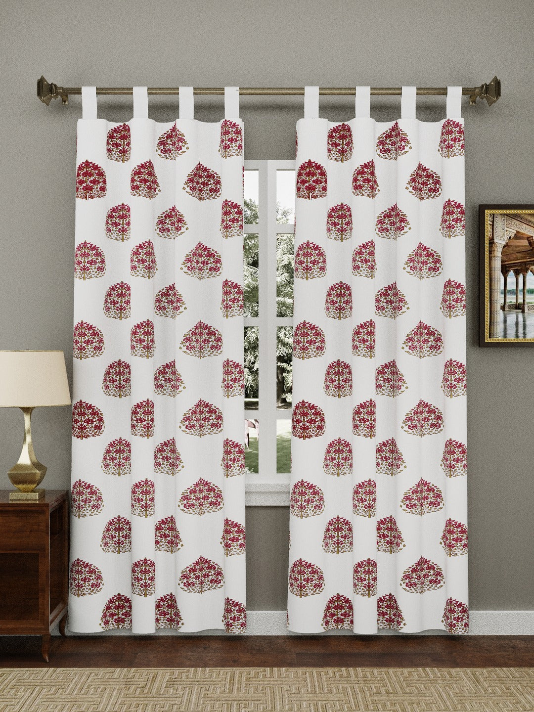 Set of 2 Cotton Handblock Printed Cotton Door Curtain - 8.5X5 feet
