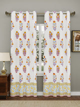 Set of 2 Cotton Handblock Printed Cotton Door Curtain - 7X5 Feet