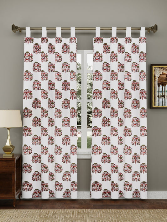 Set of 2 Cotton Handblock Printed Cotton Long Door Curtain - 8.5X5 Feet