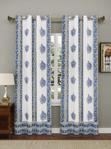Set of 2 Cotton Handblock Printed Cotton Door Curtain - 7X5 Feet