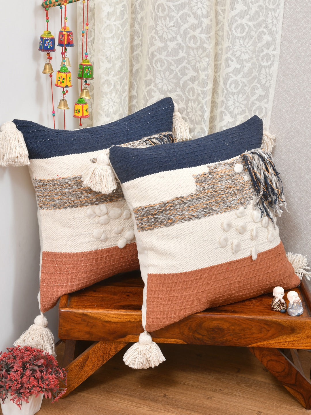 Set of 2 Cotton Cushion Covers - 18 Inches