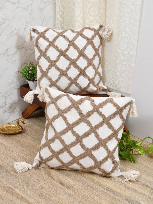 Set of 2 Cotton Cushion Covers - 16 Inches