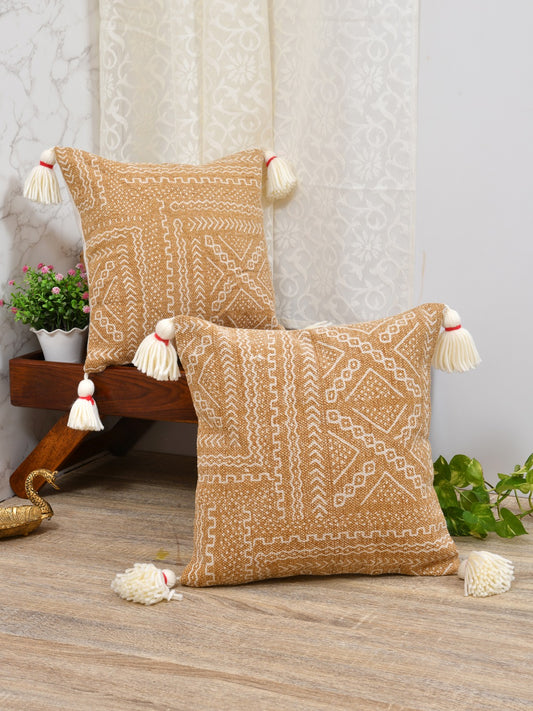 Set of 2 Cotton Cushion Covers - 16 Inches