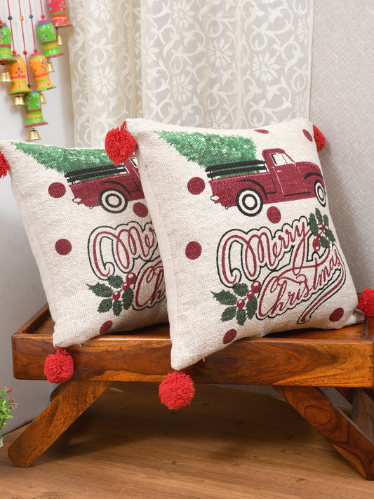 X-Mas Collection: Set of 2 Cotton Cushion Covers - 16 Inches