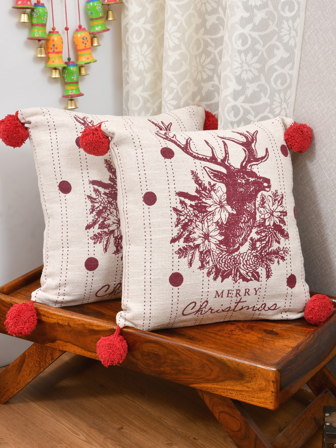 X-Mas Collection: Set of 2 Cotton Cushion Covers - 16 Inches