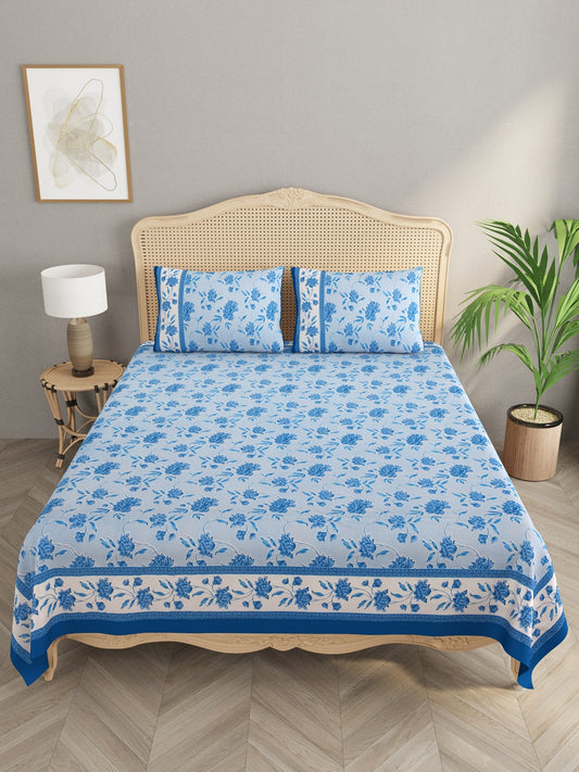 Floral Print Super King Bedsheet with 2 Pillow Covers