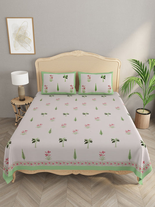 Double King Handblock Print Bedsheet with 2 Pillow Covers