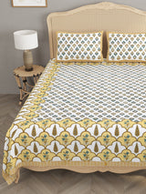 Floral Print Cotton Double King Bedsheet with 2 Pillow Covers