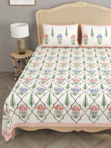 Handblock Printed Double King Bedsheet with 2 Pillow Covers