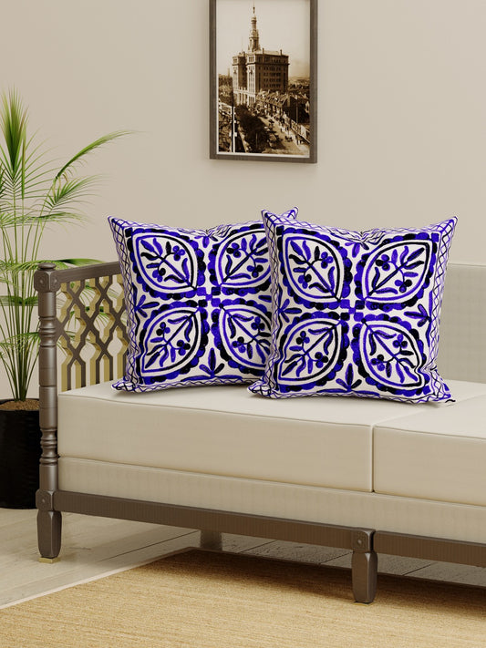 Set of 2 Embroidered Cushion Covers - 16 Inches