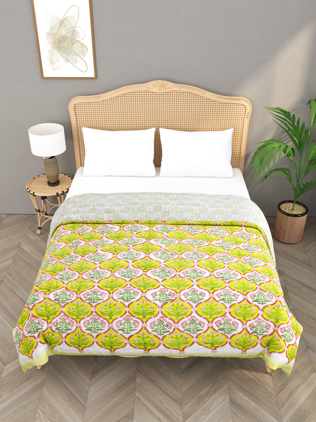 Double King Handblock printed Cotton Jaipuri Razai/Quilt
