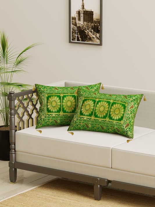 Set of 2 Banarasi Cushion Cover - 12X20 INCHES